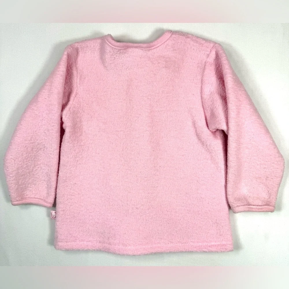 CARTER’S VINTAGE Girls Fuzzy Pink‎ Bear Button Cardigan 18–24M Taiwan 90s Retro